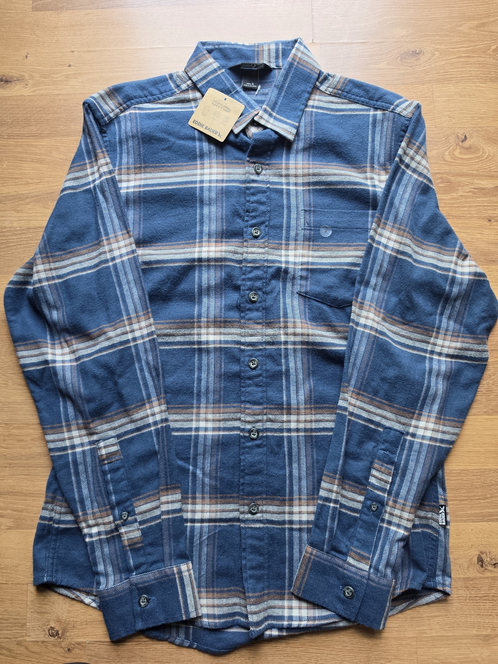 Men's Blue Plaid Button-Up Shirt by Eddie Bauer